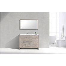 Load image into Gallery viewer, KUBEBATH Dolce AD648SNW 48&quot; Single Bathroom Vanity in Nature Wood with White Quartz, Rectangle Sink, Rendered Front View