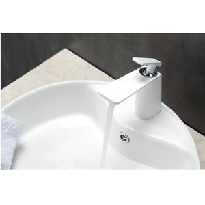 KUBEBATH Aqua Adatto AFB1639WH Single Lever Bathroom Faucet in Chrome and White, View 3