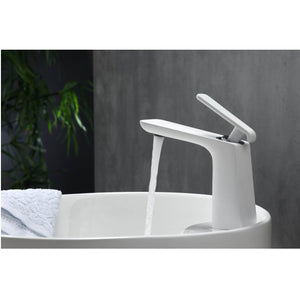 KUBEBATH Aqua Adatto AFB1639WH Single Lever Bathroom Faucet in Chrome and White, View 4