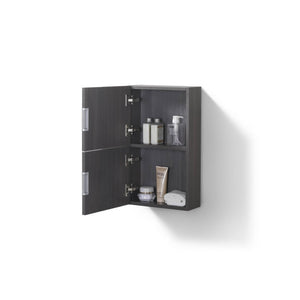 KUBEBATH Bliss ALT24-GO 14" Wall Mount Bathroom Side Linen Cabinet in Gray Oak, Open Doors