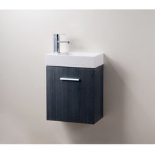 Load image into Gallery viewer, KUBEBATH Bliss BSL18-GO 18&quot; Single Wall Mount Bathroom Vanity in Gray Oak with White Acrylic Composite, Integrated Sink, Front View