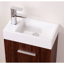 Load image into Gallery viewer, KUBEBATH Bliss BSL18-WNT 18&quot; Single Wall Mount Bathroom Vanity in Walnut with White Acrylic Composite, Integrated Sink, Countertop Closeup
