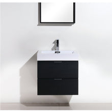 Load image into Gallery viewer, KUBEBATH Bliss BSL24-BK 24&quot; Single Wall Mount Bathroom Vanity in Black with White Acrylic Composite, Integrated Sink, Front View