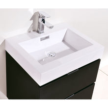 Load image into Gallery viewer, KUBEBATH Bliss BSL24-BK 24&quot; Single Wall Mount Bathroom Vanity in Black with White Acrylic Composite, Integrated Sink, Countertop Closeup