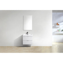 Load image into Gallery viewer, KUBEBATH Bliss BSL24-GW 24&quot; Single Wall Mount Bathroom Vanity in High Gloss White with White Acrylic Composite, Integrated Sink, Front View