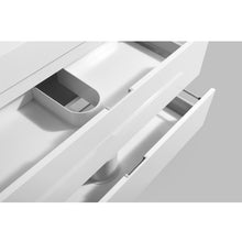 Load image into Gallery viewer, KUBEBATH Bliss BSL24-GW 24&quot; Single Wall Mount Bathroom Vanity in High Gloss White with White Acrylic Composite, Integrated Sink, Open Drawers Closeup