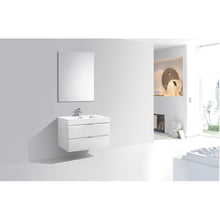 Load image into Gallery viewer, KUBEBATH Bliss BSL36-GW 36&quot; Single Wall Mount Bathroom Vanity in High Gloss White with White Acrylic Composite, Integrated Sink, Rendered Angled View