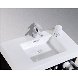 KUBEBATH Bliss BSL40-BK 40" Single Wall Mount Bathroom Vanity in Black with White Acrylic Composite, Integrated Sink, Countertop Closeup