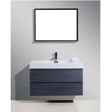 Load image into Gallery viewer, KUBEBATH Bliss BSL40-GO 40&quot; Single Wall Mount Bathroom Vanity in Gray Oak with White Acrylic Composite, Integrated Sink, Front View