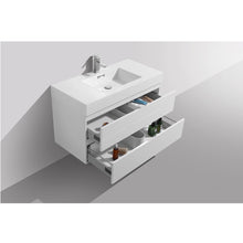 Load image into Gallery viewer, KUBEBATH Bliss BSL40-GW 40&quot; Single Wall Mount Bathroom Vanity in High Gloss White with White Acrylic Composite, Integrated Sink, Open Drawers