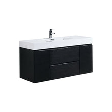 Load image into Gallery viewer, KUBEBATH Bliss BSL48-BK 48&quot; Single Wall Mount Bathroom Vanity in Black with White Acrylic Composite, Integrated Sink, Angled View