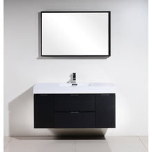 Load image into Gallery viewer, KUBEBATH Bliss BSL48-BK 48&quot; Single Wall Mount Bathroom Vanity in Black with White Acrylic Composite, Integrated Sink, Rendered Front View