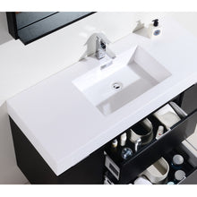 Load image into Gallery viewer, KUBEBATH Bliss BSL48-BK 48&quot; Single Wall Mount Bathroom Vanity in Black with White Acrylic Composite, Integrated Sink, Countertop Closeup