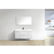 Load image into Gallery viewer, KUBEBATH Bliss BSL48-GW 48&quot; Single Wall Mount Bathroom Vanity in High Gloss White with White Acrylic Composite, Integrated Sink, Rendered Front View