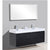 KUBEBATH Bliss BSL60D-BK 60" Double Wall Mount Bathroom Vanity in Black with White Acrylic Composite, Integrated Sinks, Rendered Angled View