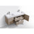 KUBEBATH Bliss BSL60D-NW 60" Double Wall Mount Bathroom Vanity in Nature Wood with White Acrylic Composite, Integrated Sinks, Open Drawers and Door