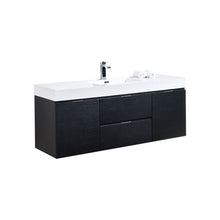Load image into Gallery viewer, KUBEBATH Bliss BSL60S-BK 60&quot; Single Wall Mount Bathroom Vanity in Black with White Acrylic Composite, Integrated Sink, Angled View