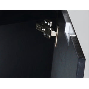 KUBEBATH Bliss BSL60S-BK 60" Single Wall Mount Bathroom Vanity in Black with White Acrylic Composite, Integrated Sink, Door Hinge Closeup