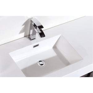KUBEBATH Bliss BSL60S-GO 60" Single Wall Mount Bathroom Vanity in Gray Oak with White Acrylic Composite, Integrated Sink, Countertop Closeup