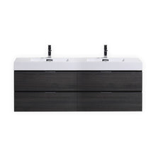 Load image into Gallery viewer, KUBEBATH Bliss BSL72D-GO 72&quot; Double Wall Mount Bathroom Vanity in Gray Oak with White Acrylic Composite, Integrated Sinks, Front View
