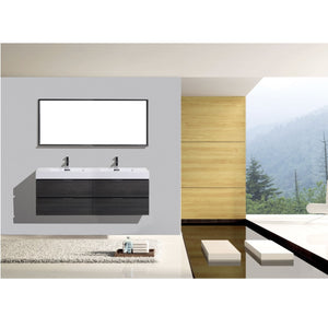 KubeBath Bliss BSL80D-GO 80" Double Wall Mount Bathroom Vanity in Gray Oak with White Acrylic Composite, Integrated Sinks