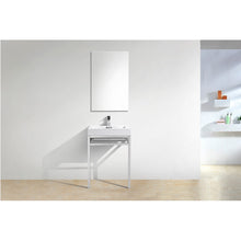 Load image into Gallery viewer, KUBEBATH Haus CH24 24&quot; Single Bathroom Vanity in Chrome with White Acrylic Composite, Integrated Sink, Rendered Front View