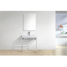 Load image into Gallery viewer, KUBEBATH Haus CH30 30&quot; Single Bathroom Vanity in Chrome with White Acrylic Composite, Integrated Sink, Rendered Front View