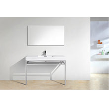 Load image into Gallery viewer, KUBEBATH Haus CH48 48&quot; Single Bathroom Vanity in Chrome with White Acrylic Composite, Integrated Sink, Rendered Front View