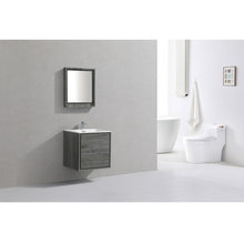 Load image into Gallery viewer, KUBEBATH De Lusso DL24-BE 24&quot; Single Wall Mount Bathroom Vanity in Ocean Gray with White Acrylic Composite, Integrated Sink, Rendered Angled View