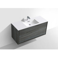 Load image into Gallery viewer, KUBEBATH De Lusso DL48S-BE 48&quot; Single Wall Mount Bathroom Vanity in Ocean Gray with White Acrylic Composite, Integrated Sink, Top Angled View