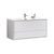 KUBEBATH De Lusso DL48S-GW 48" Single Wall Mount Bathroom Vanity in High Gloss White with White Acrylic Composite, Integrated Sink, Angled View