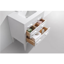 Load image into Gallery viewer, KUBEBATH Eiffel E30-GW 30&quot; Single Bathroom Vanity in High Gloss White with White Quartz, Rectangle Sink, Open Drawers