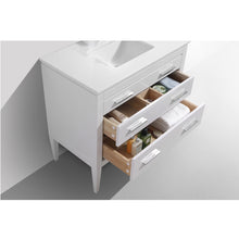 Load image into Gallery viewer, KUBEBATH Eiffel E36-GW 36&quot; Single Bathroom Vanity in High Gloss White with White Quartz, Rectangle Sink, Open Drawers