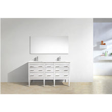 Load image into Gallery viewer, KUBEBATH Eiffel E60D-GW 60&quot; Double Bathroom Vanity in High Gloss White with White Quartz, Rectangle Sinks, Rendered Front View