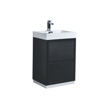 Load image into Gallery viewer, KUBEBATH Bliss FMB24-BK 24&quot; Single Bathroom Vanity in Black with White Acrylic Composite, Integrated Sink, Angled View