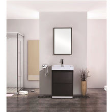 Load image into Gallery viewer, KUBEBATH Bliss FMB24-BK 24&quot; Single Bathroom Vanity in Black with White Acrylic Composite, Integrated Sink, Rendered Front View
