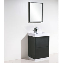 Load image into Gallery viewer, KUBEBATH Bliss FMB24-BK 24&quot; Single Bathroom Vanity in Black with White Acrylic Composite, Integrated Sink, Rendered Angled View