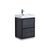 KUBEBATH Bliss FMB24-GO 24" Single Bathroom Vanity in Black with Gray Oak Acrylic Composite, Integrated Sink, Angled View