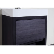 Load image into Gallery viewer, KUBEBATH Bliss FMB24-GO 24&quot; Single Bathroom Vanity in Black with Gray Oak Acrylic Composite, Integrated Sink, Cabinet Closeup