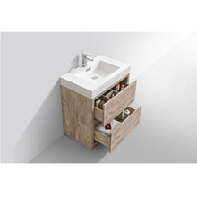 Load image into Gallery viewer, KUBEBATH Bliss FMB30-NW 30&quot; Single Bathroom Vanity in Nature Wood with White Acrylic Composite, Integrated Sink, Open Drawers