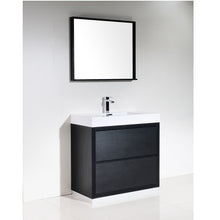 Load image into Gallery viewer, KUBEBATH Bliss FMB36-BK 36&quot; Single Bathroom Vanity in Black with White Acrylic Composite, Integrated Sink, Rendered Angled View