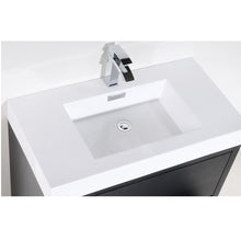 Load image into Gallery viewer, KUBEBATH Bliss FMB36-BK 36&quot; Single Bathroom Vanity in Black with White Acrylic Composite, Integrated Sink, Countertop Closeup