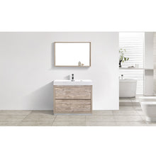 Load image into Gallery viewer, KUBEBATH Bliss FMB40-NW 40&quot; Single Bathroom Vanity in Nature Wood with White Acrylic Composite, Integrated Sink, Rendered Front View