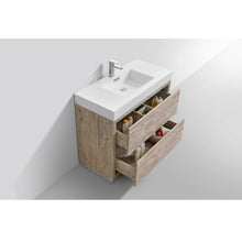 Load image into Gallery viewer, KUBEBATH Bliss FMB40-NW 40&quot; Single Bathroom Vanity in Nature Wood with White Acrylic Composite, Integrated Sink, Open Drawers