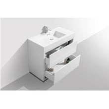 Load image into Gallery viewer, KUBEBATH Bliss FMB40-GW 40&quot; Single Bathroom Vanity in High Gloss White with White Acrylic Composite, Integrated Sink, Open Drawers