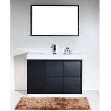 Load image into Gallery viewer, KUBEBATH Bliss FMB48-BK 48&quot; Single Bathroom Vanity in Black with White Acrylic Composite, Integrated Sink, Rendered Front View