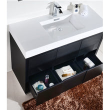 Load image into Gallery viewer, KUBEBATH Bliss FMB48-BK 48&quot; Single Bathroom Vanity in Black with White Acrylic Composite, Integrated Sink, Open Drawers