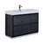 KUBEBATH Bliss FMB48-go 48" Single Bathroom Vanity in Gray Oak with White Acrylic Composite, Integrated Sink, Angled View