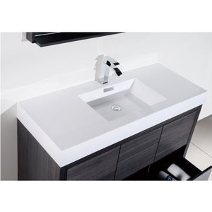 KUBEBATH Bliss FMB48-go 48" Single Bathroom Vanity in Gray Oak with White Acrylic Composite, Integrated Sink, Countertop Closeup