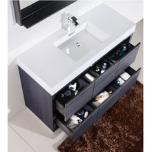 Load image into Gallery viewer, KUBEBATH Bliss FMB48-go 48&quot; Single Bathroom Vanity in Gray Oak with White Acrylic Composite, Integrated Sink, Open Drawers